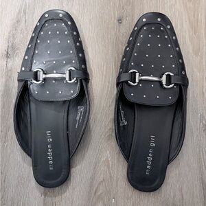 Madden Girl Black Silver Studded Loafers